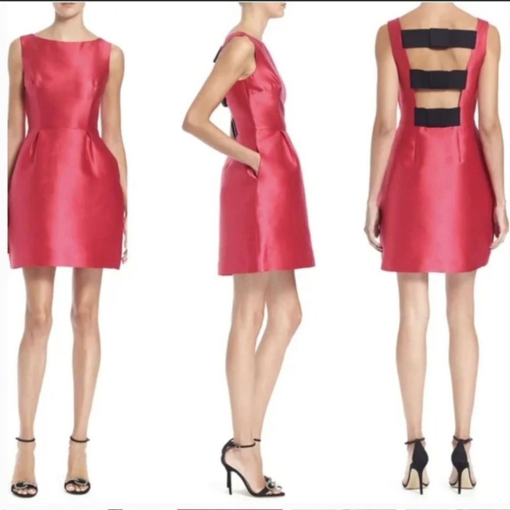 Kate Spade fushia pink shirt cocktail dress with bow detail on back